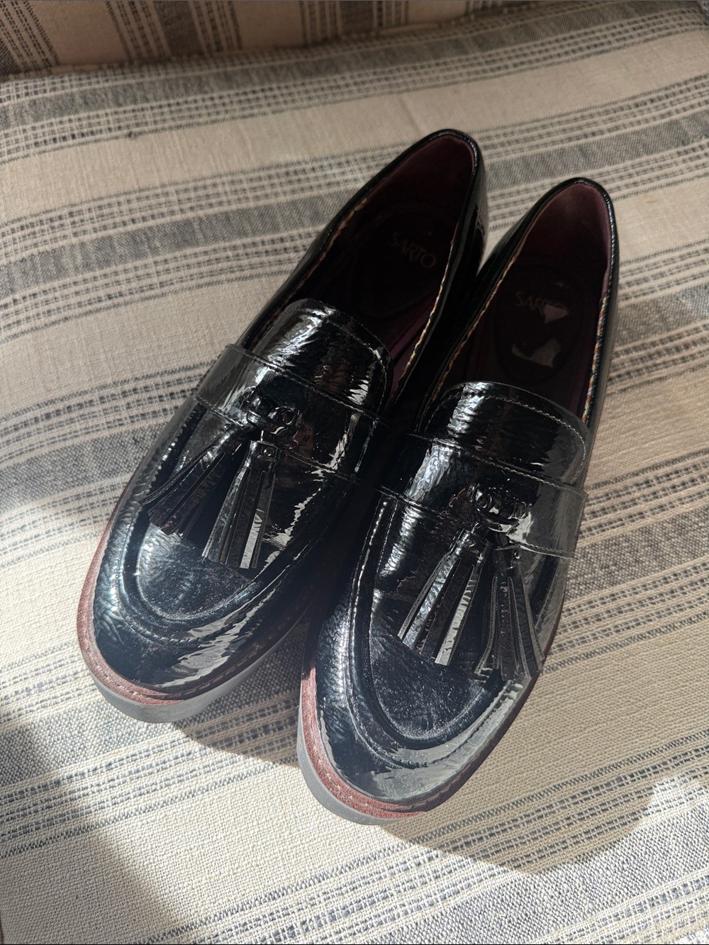 SARTO By Franco Sarto Black Patent Tassel Loafers